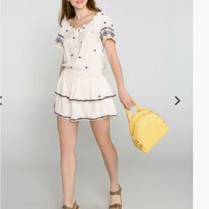 Francesca's Blue Rain Boho embroidered Dress Women Size‎ XL Cottagecore Lined